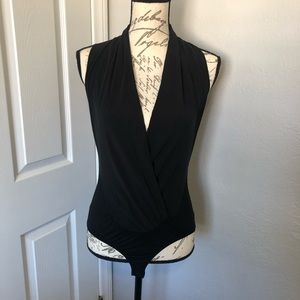 BEBE Stretch Deep V Wrap Bodysuit